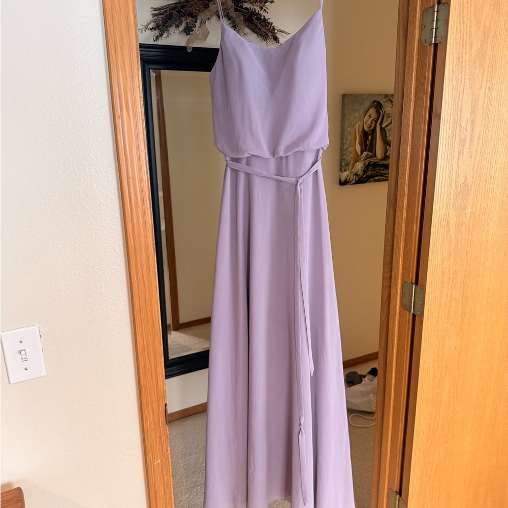 Mori Lee Lavender Maxi Dress with Spaghetti Straps